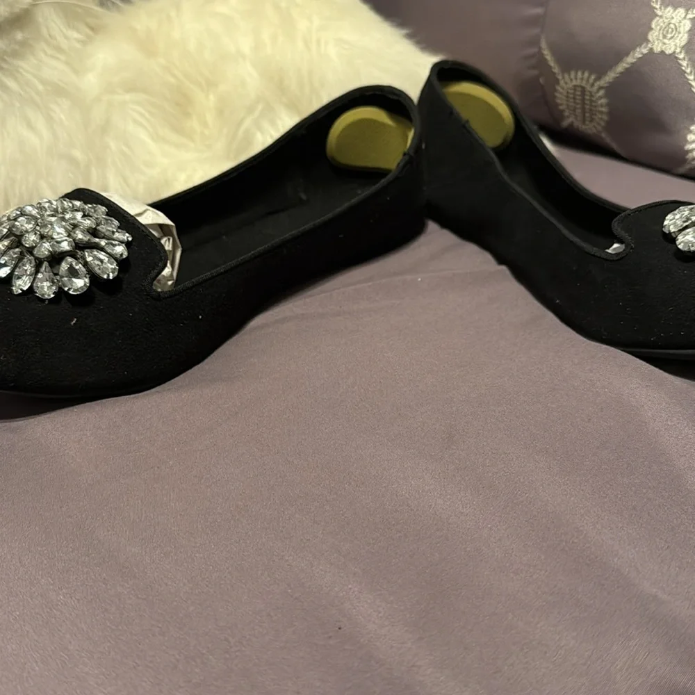 Black Embellished Flats - Picture 3 of 3